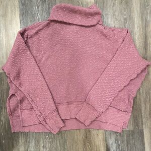 We The Free Dusty Rose Turtleneck Marled Sweater